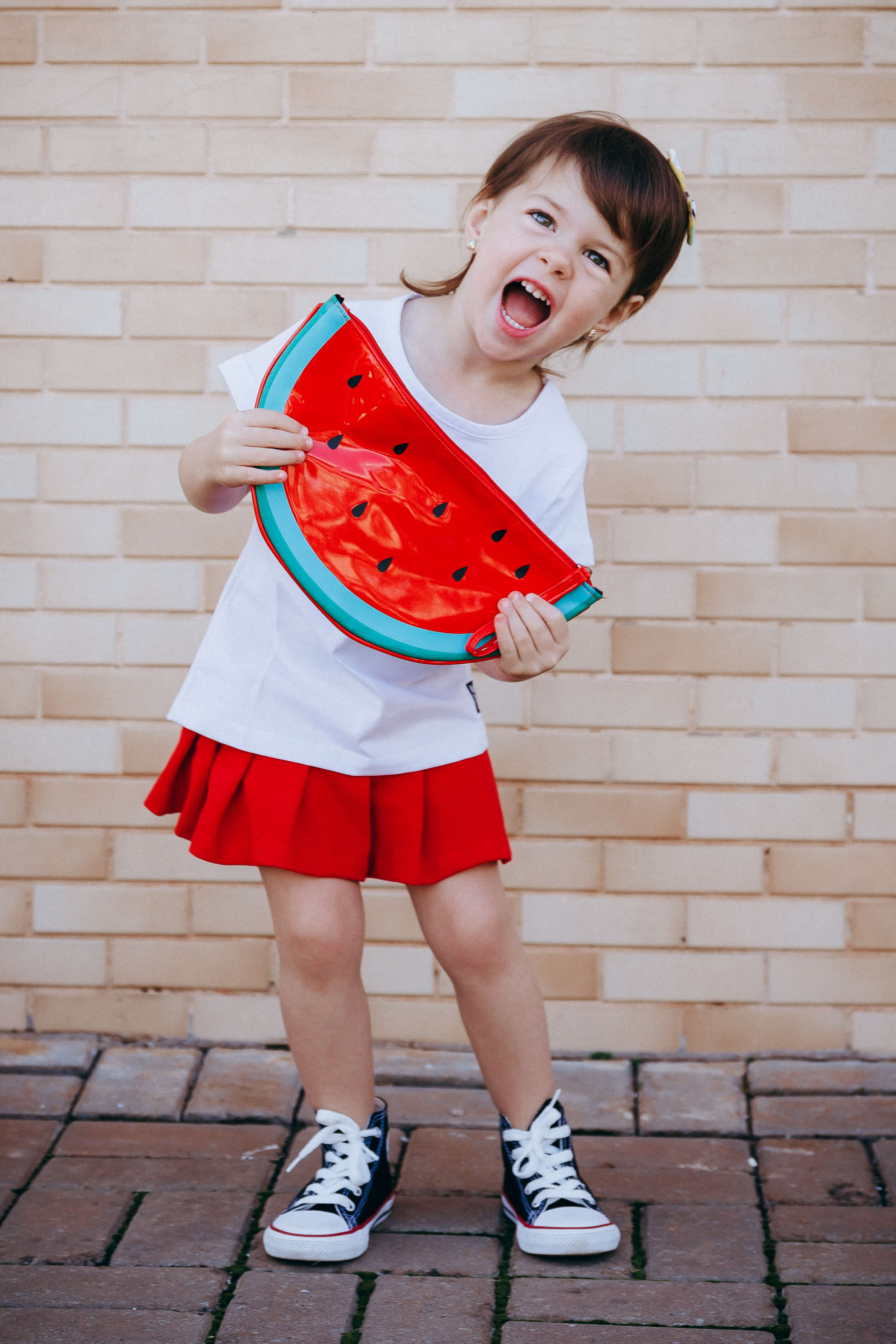 Saia Short Infantil Pregas Piquê Lisa Vermelha - Imagem 5