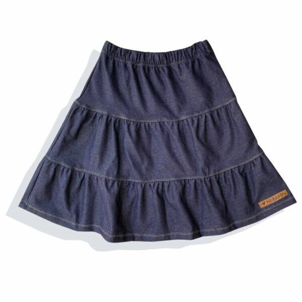 Saia Midi Infantil Três Marias Fake Jeans Azul Marinho - Imagem 3