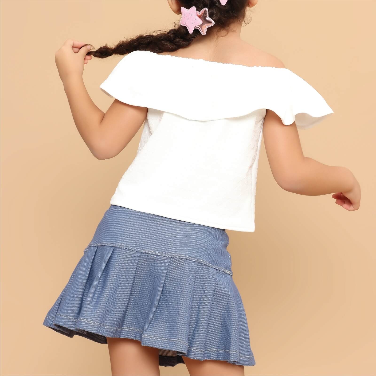 Saia Short Infanto Juvenil Jeans Fake  Azul Jeans - Imagem 3