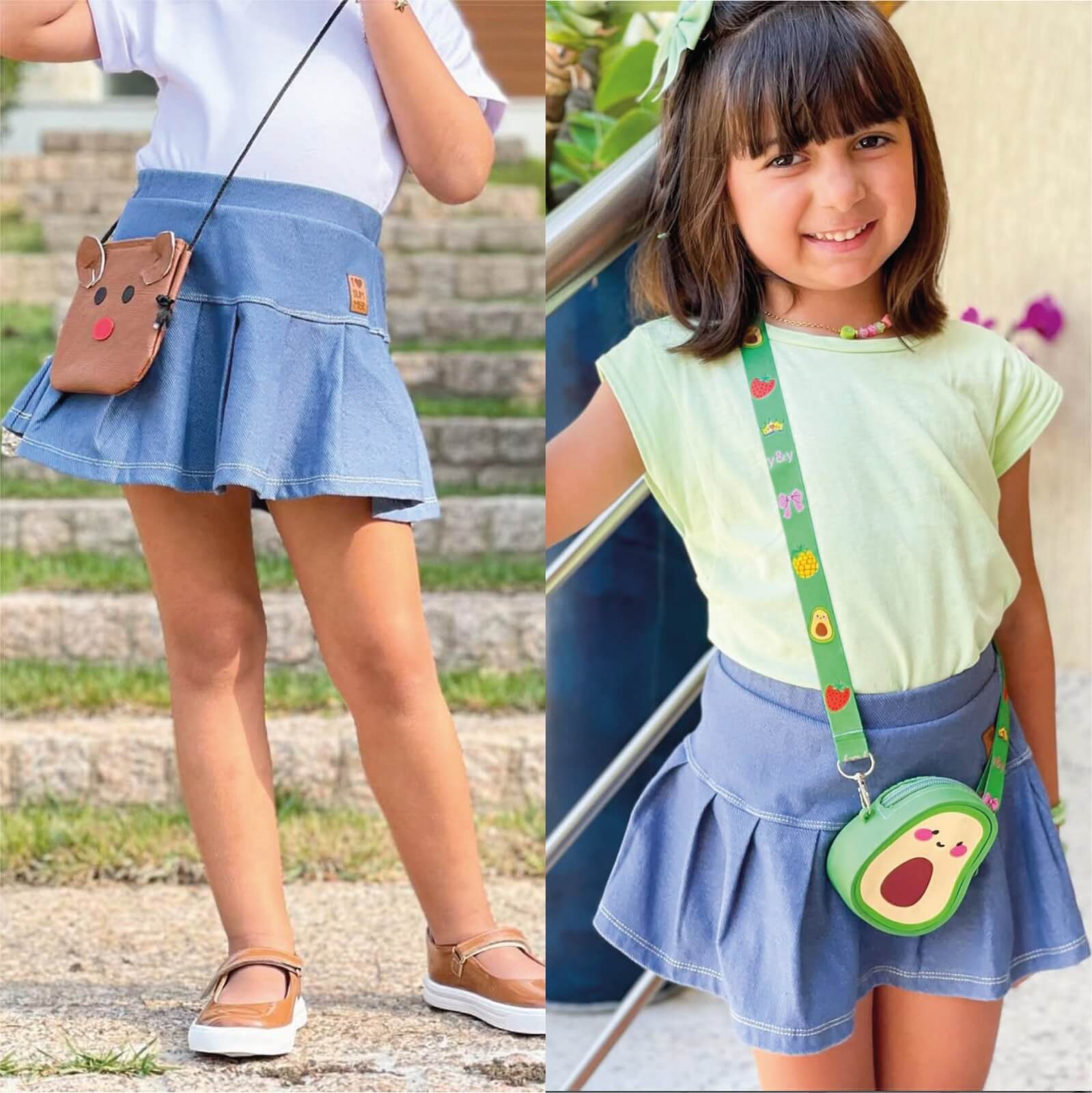 Saia Short Infanto Juvenil Jeans Fake  Azul Jeans - Imagem 4