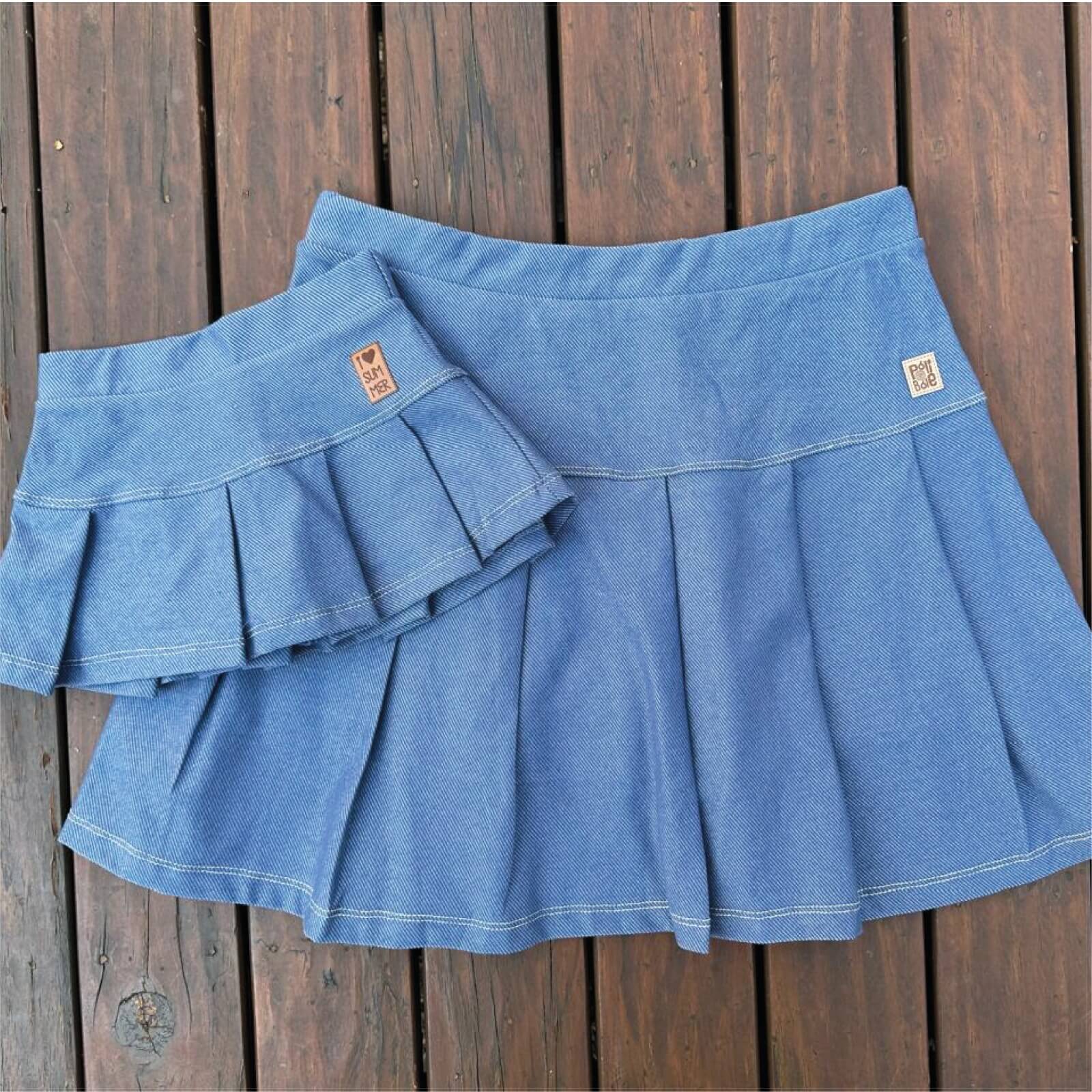Saia Short Infanto Juvenil Jeans Fake  Azul Jeans - Imagem 5