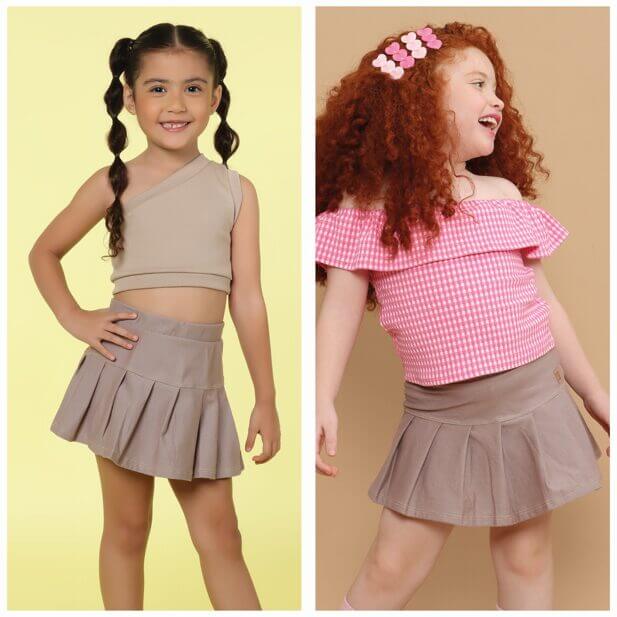 Saia Short Infanto Juvenil Jeans Fake Chocolate - Imagem 3