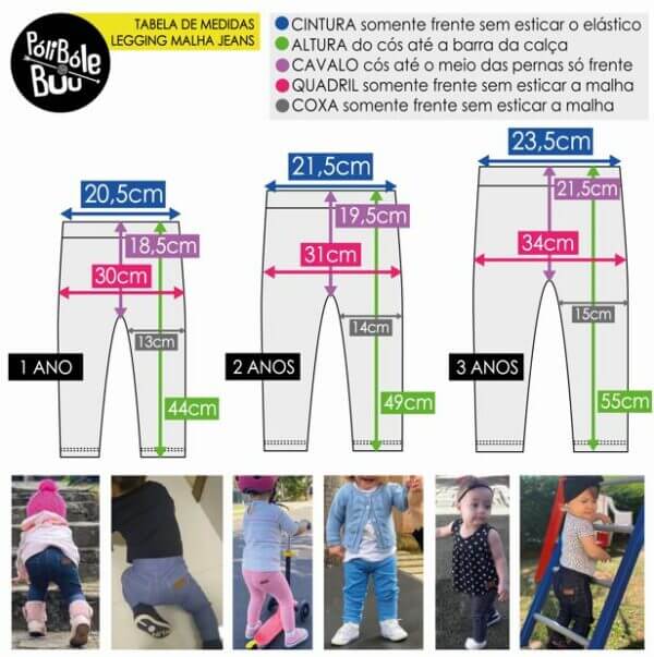 Legging Infantil Jeans Fake Azul Jeans 1 a 14 Anos - Imagem 5