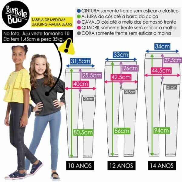 Legging Infantil Jeans Fake Azul Jeans 1 a 14 Anos - Imagem 7