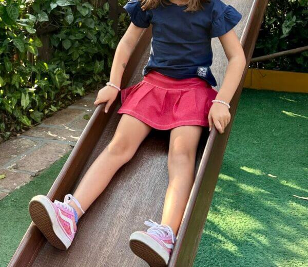 Saia Short Infanto Juvenil Jeans Fake Vermelha - Imagem 5