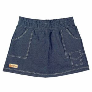 Saia Short Jeans Malha Infantil Juvenil 3 Bolsos Azul Marinho