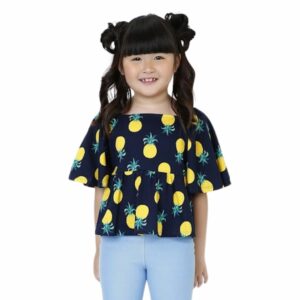 Blusa Infantil Juvenil Manga Sino Algodão Estampa Abacaxis