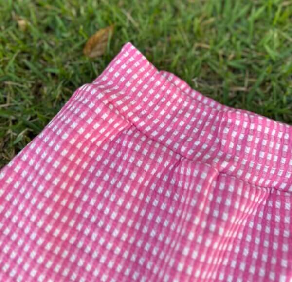 Conjunto Infantil Jacquard Saia Short e Ciganinha Xadrez Rosa - Image 6