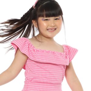 Conjunto Infantil Jacquard Saia Short e Ciganinha Xadrez Rosa