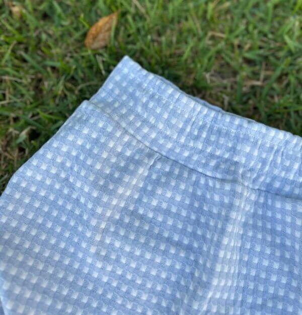 Conjunto Infantil Jacquard Saia Short e Ciganinha Xadrez Azul - Image 2