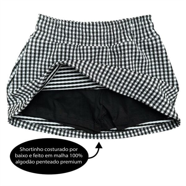 Conjunto Infantil Inverno Saia Short Xadrez e Blusa Gola Alta - Image 5