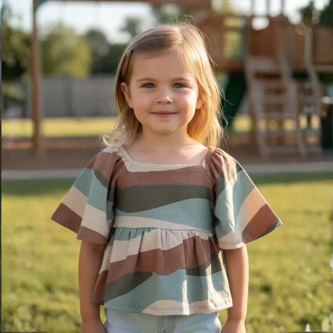 Blusa Infantil Juvenil Manga Sino Algodão Estampa Ondas