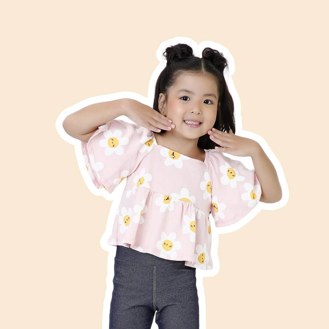 Blusa Infantil Juvenil Manga Sino Algodão Estampa Margaridas