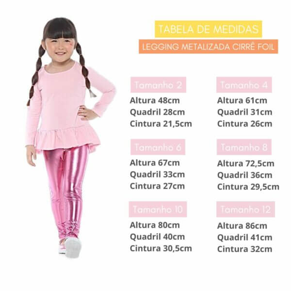 Calça Legging Infantil Juvenil Tecido Cirrê Metalizado Verde Água - Imagem 5