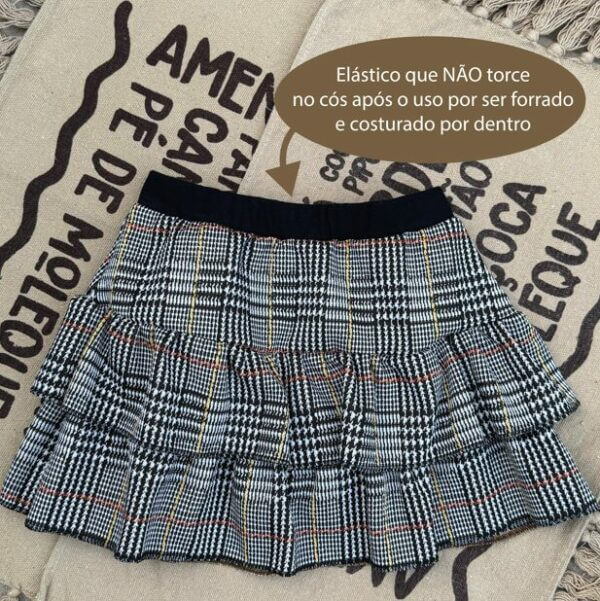 Saia Short Babados Jacquard Xadrez - Imagem 4