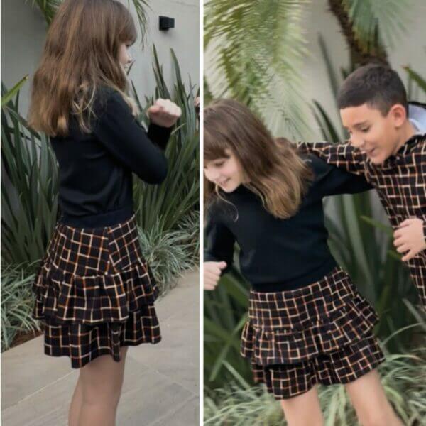 Saia Short Babados Moletinho Xadrez - Imagem 5