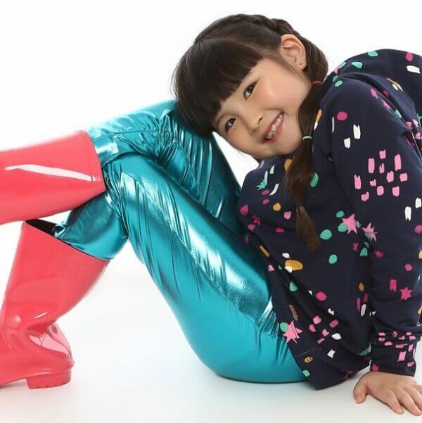 Calça Legging Infantil Juvenil Tecido Cirrê Metalizado Verde Água - Imagem 3