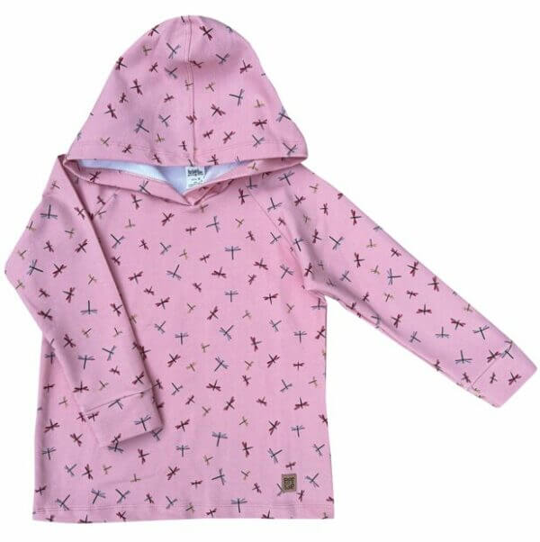 Blusa Infantil Unissex com Capuz Moletinho Algodão Estampa Libélulas