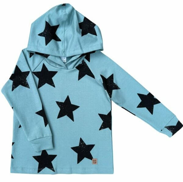 Blusa Infantil Unissex com Capuz Moletinho Algodão Estampa Estrelas
