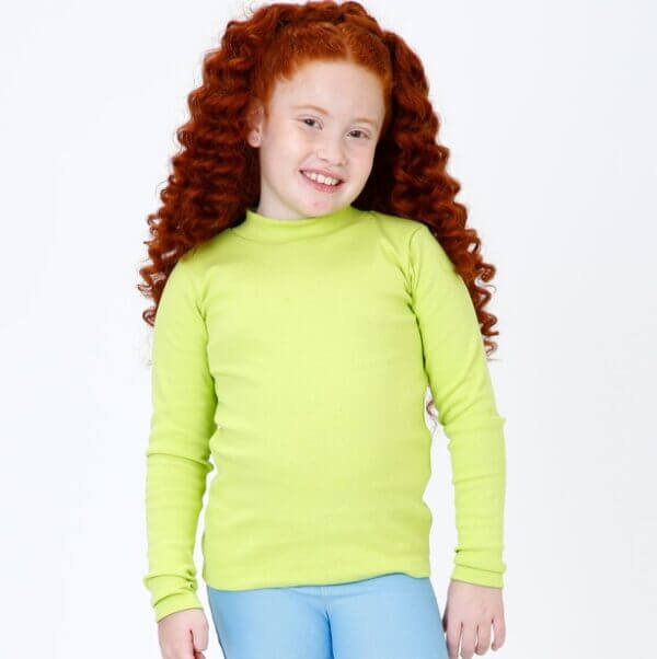 Blusa Gola Alta Infantil Básica Canelada Verde Limão - Imagem 5