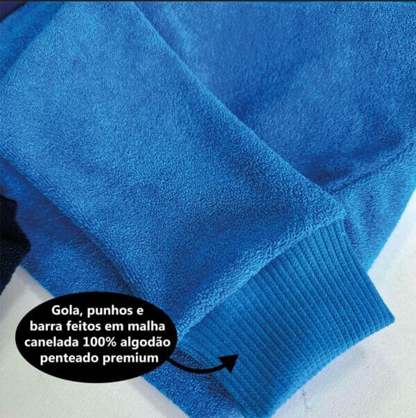 Blusão Atoalhado Infantil Juvenil Quentinho Unissex Azul Céu - Imagem 2