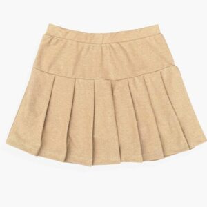 Saia Short Infantil Juvenil de Prega Algodão Cappuccino