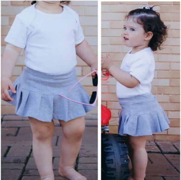 Saia Short Infantil Juvenil de Prega Algodão Cinza Mescla - Imagem 3