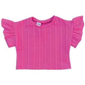 BLUSA CROPPED INFANTIL JUVENIL ANARRUGA  MANGA BABADOS ROSA PINK