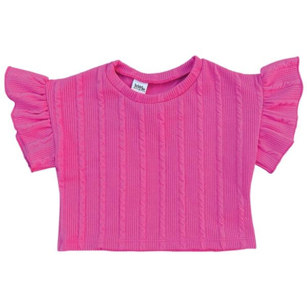 BLUSA CROPPED INFANTIL JUVENIL ANARRUGA  MANGA BABADOS ROSA PINK