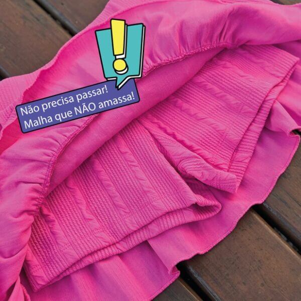 SAIA SHORT BABADOS ANARRUGA INFANTIL  JUVENIL ROSA PINK - Imagem 4