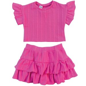 CONJUNTO INFANTIL SAIA SHORT E CROPPED ANARRUDA ROSA