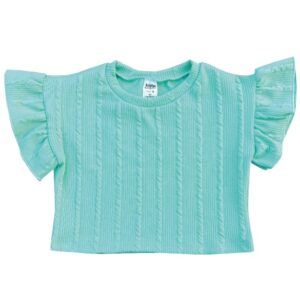 BLUSA CROPPED INFANTIL ANARRUGA  BABADOS VERDE ÁGUA