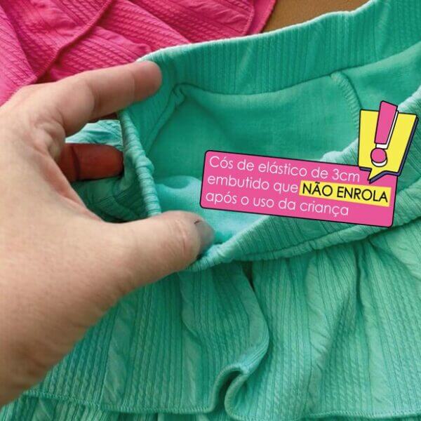 SAIA SHORT BABADOS ANARRUGA INFANTIL  JUVENIL VERDE ÁGUA - Imagem 2