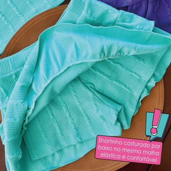 CONJUNTO INFANTIL SAIA SHORT E CROPPED  ANARRUDA VERDE ÁGUA - Imagem 3