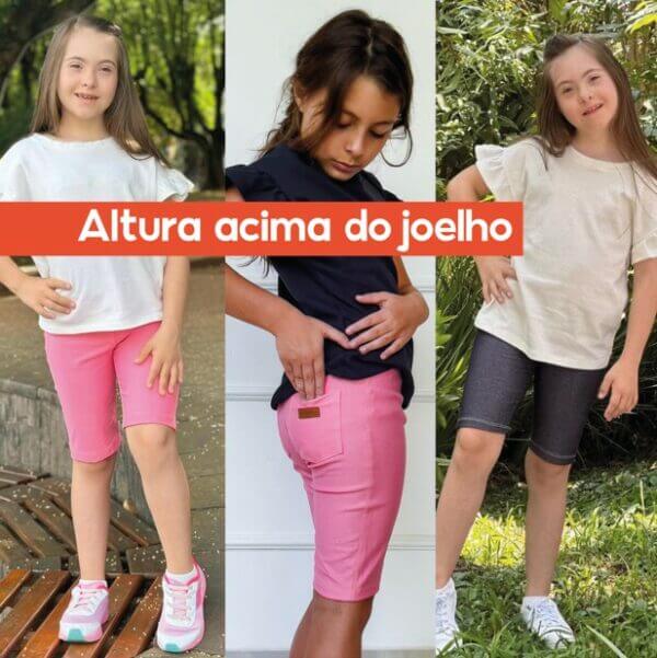 Kit 4 Bermudas Malha Jeans Ciclista Infantil Juvenil Menina - Imagem 3