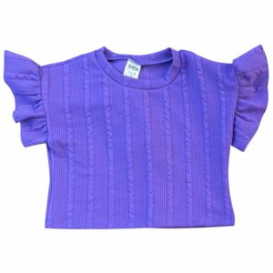 BLUSA CROPPED INFANTIL JUVENIL ANARRUGA MANGA BABADOS ROXA