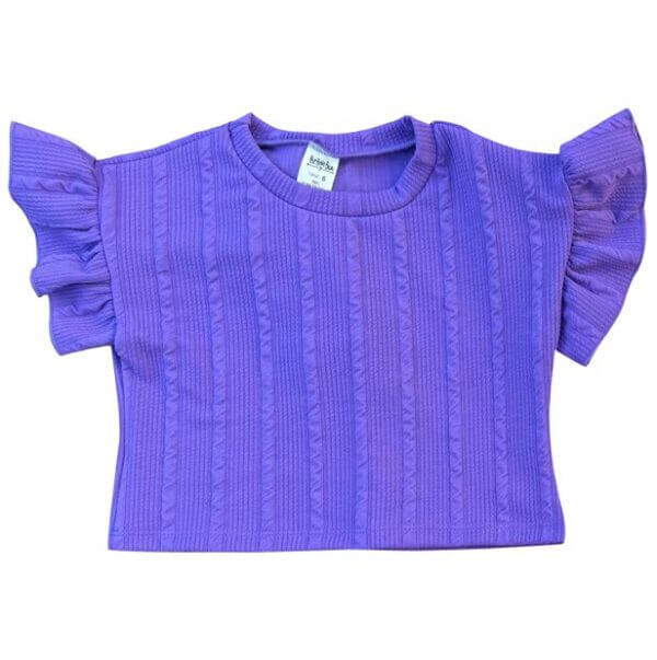 BLUSA CROPPED INFANTIL JUVENIL ANARRUGA MANGA BABADOS ROXA