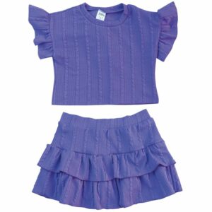 CONJUNTO INFANTIL SAIA SHORT E CROPPED  ANARRUGA ROXO
