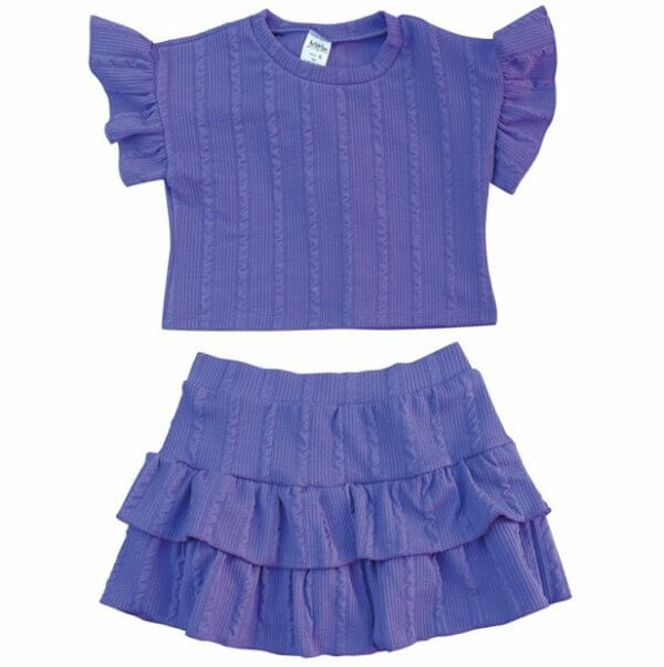 CONJUNTO INFANTIL SAIA SHORT E CROPPED  ANARRUGA ROXO