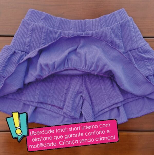 CONJUNTO INFANTIL SAIA SHORT E CROPPED  ANARRUGA ROXO - Imagem 3