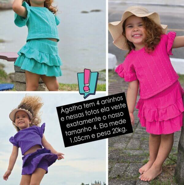 CONJUNTO INFANTIL SAIA SHORT E CROPPED ANARRUGA VERDE ÁGUA - Imagem 6