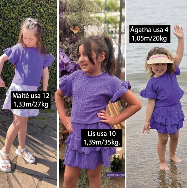 CONJUNTO INFANTIL SAIA SHORT E CROPPED  ANARRUGA ROXO - Imagem 5