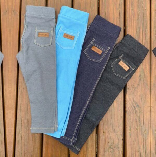 Calça Legging Infantil Jeans Fake Preta - Imagem 5