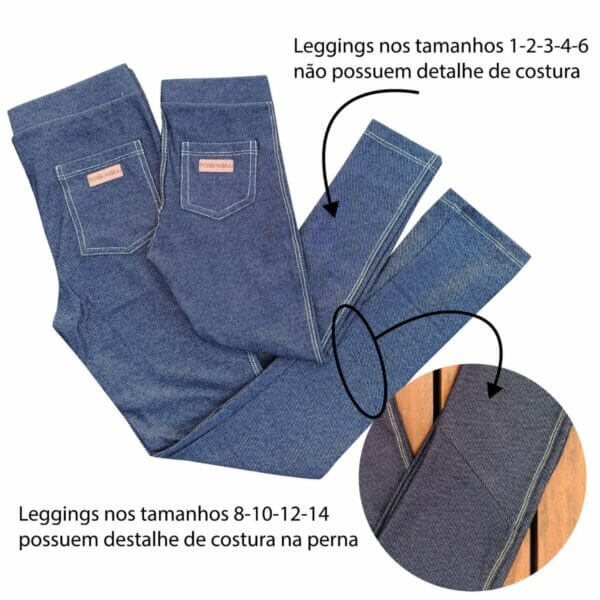 Legging Infantil Malha Jeans Fake Vermelha - Imagem 2