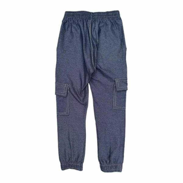 Calça Malha Jeans Infantil Cargo com Bolsos Azul Marinho - Imagem 4
