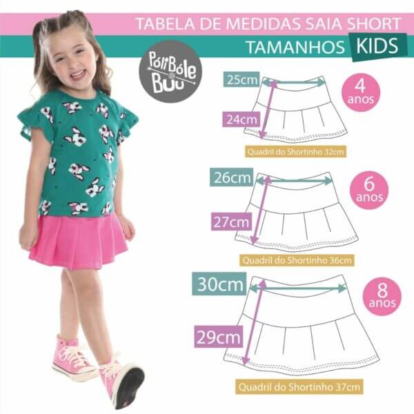 Saia Short Infanto Juvenil Piquê Pregas Uniforme Vinho Marsala - Imagem 6