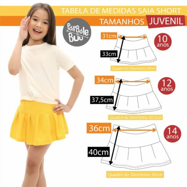 Saia Short Infanto Juvenil Piquê Pregas Uniforme Vinho Marsala - Imagem 7