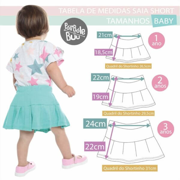 Saia Short Infanto Juvenil Piquê Pregas Uniforme Vinho Marsala - Imagem 5