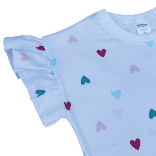 BLUSA INFANTIL ALGODÃO MANGA  BABADOS CORAÇÕES - Imagem 2