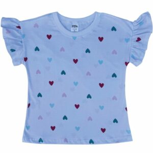 BLUSA INFANTIL ALGODÃO MANGA  BABADOS CORAÇÕES
